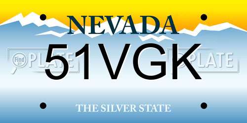 51VGK Nevada License Plate
