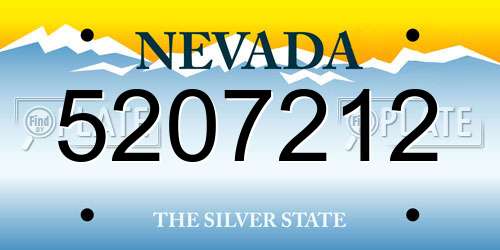 5207212 Nevada License Plate
