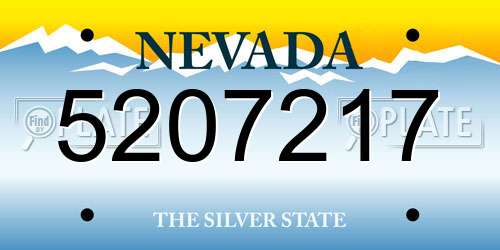 5207217 Nevada License Plate