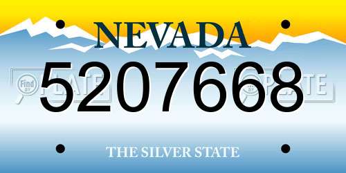 5207668 Nevada License Plate