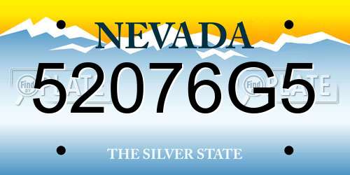 52076G5 Nevada License Plate