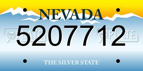 5207712 Nevada License Plate