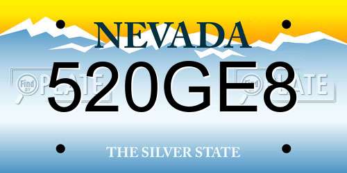 520GE8 Nevada License Plate