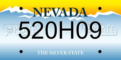 520H09 Nevada License Plate