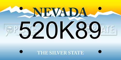 520K89 Nevada License Plate