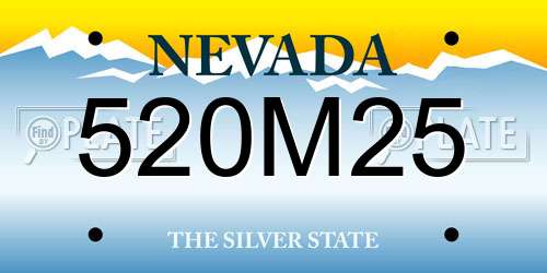 520M25 Nevada License Plate