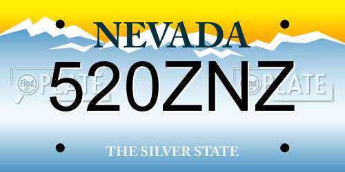 520ZNZ Nevada License Plate