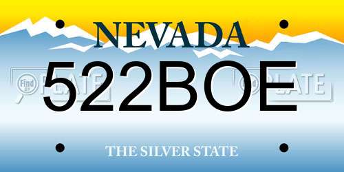 522BOE Nevada License Plate