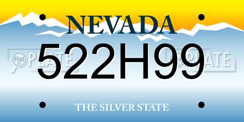 522H99 Nevada License Plate