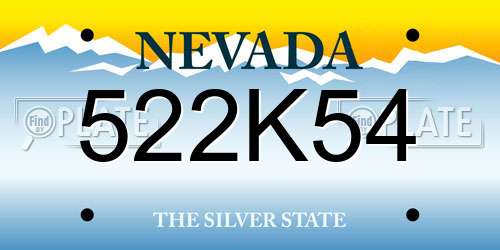 522K54 Nevada License Plate