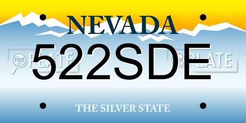 522SDE Nevada License Plate