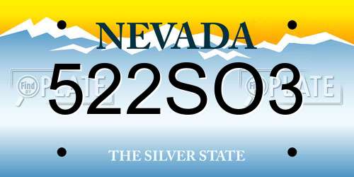 522SO3 Nevada License Plate