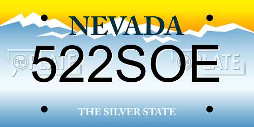 522SOE Nevada License Plate