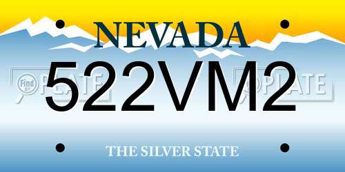 522VM2 Nevada License Plate