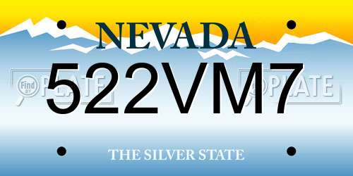 522VM7 Nevada License Plate