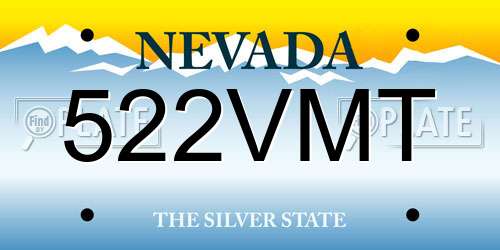 522VMT Nevada License Plate