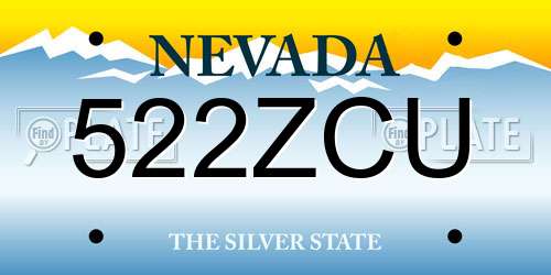 522ZCU Nevada License Plate