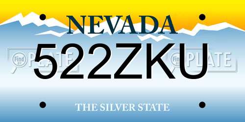 522ZKU Nevada License Plate