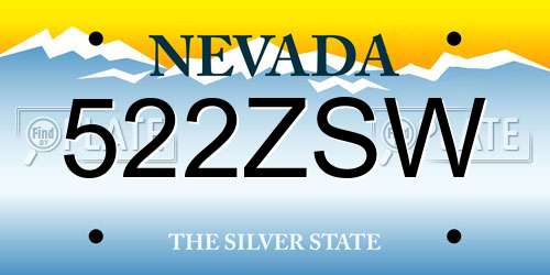 522ZSW Nevada License Plate