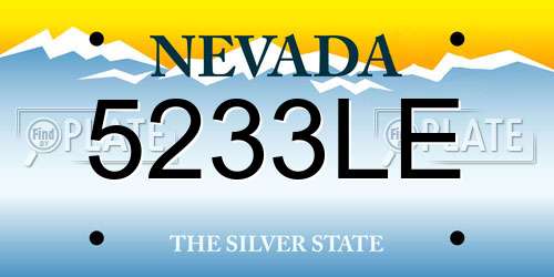 5233LE Nevada License Plate