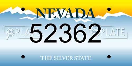 52362 Nevada License Plate