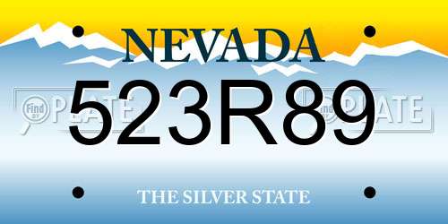 523R89 Nevada License Plate