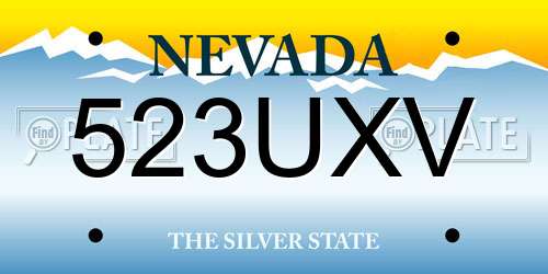 523UXV Nevada License Plate