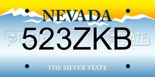 523ZKB Nevada License Plate
