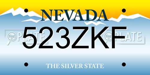 523ZKF Nevada License Plate