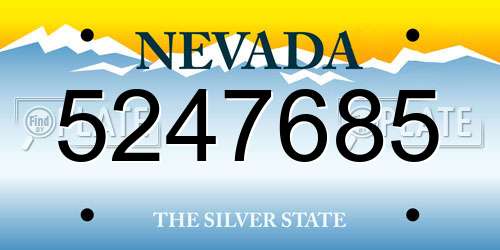 5247685 Nevada License Plate
