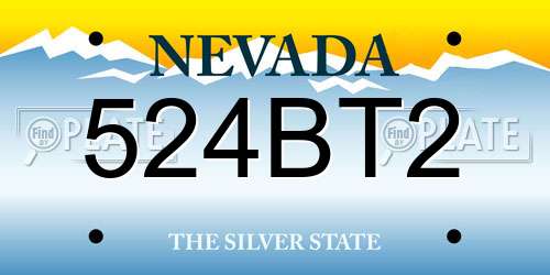 524BT2 Nevada License Plate
