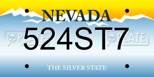 524ST7 Nevada License Plate