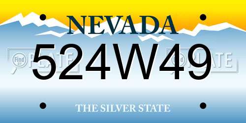 524W49 Nevada License Plate