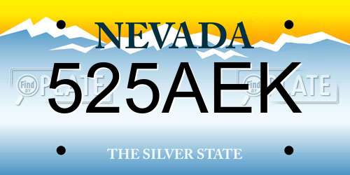 525AEK Nevada License Plate