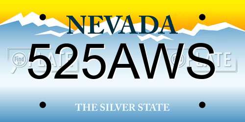 525AWS Nevada License Plate