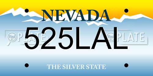 525LAL Nevada License Plate