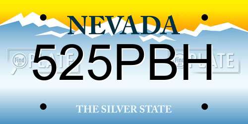525PBH Nevada License Plate
