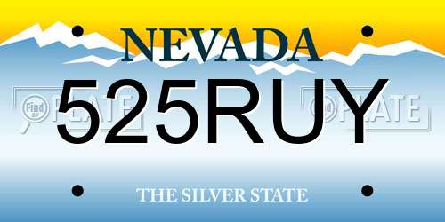 525RUY Nevada License Plate