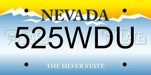 525WDU Nevada License Plate