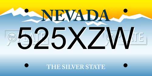 525XZW Nevada License Plate