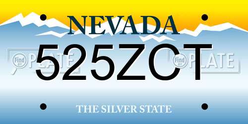 525ZCT Nevada License Plate