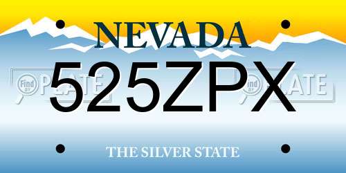 525ZPX Nevada License Plate