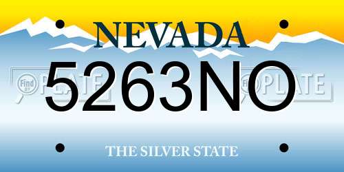 5263NO Nevada License Plate