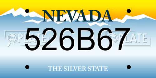 526B67 Nevada License Plate