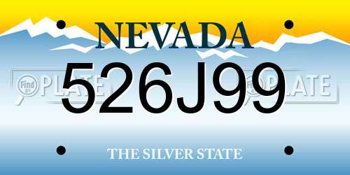 526J99 Nevada License Plate