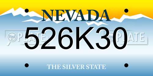 526K30 Nevada License Plate