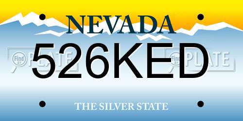 526KED Nevada License Plate