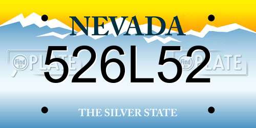 526L52 Nevada License Plate