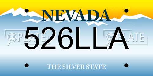 526LLA Nevada License Plate