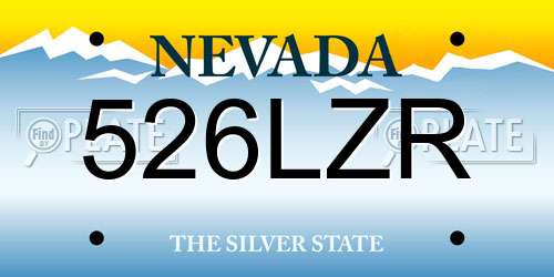 526LZR Nevada License Plate